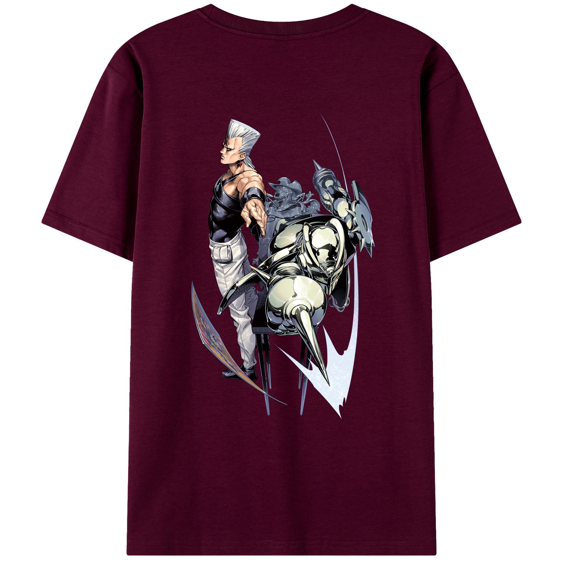 （画像用） ジョジョの奇妙な冒険 ジャン＝ピエール?ポルナレフ JoJo's Bizarre Adventure Jan Pierre Polnareff レディース半袖Tシャツ(バックプリント)
